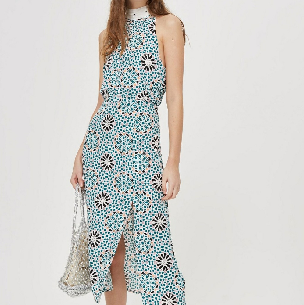 Topshop Geometric Midi Dress-Size 8